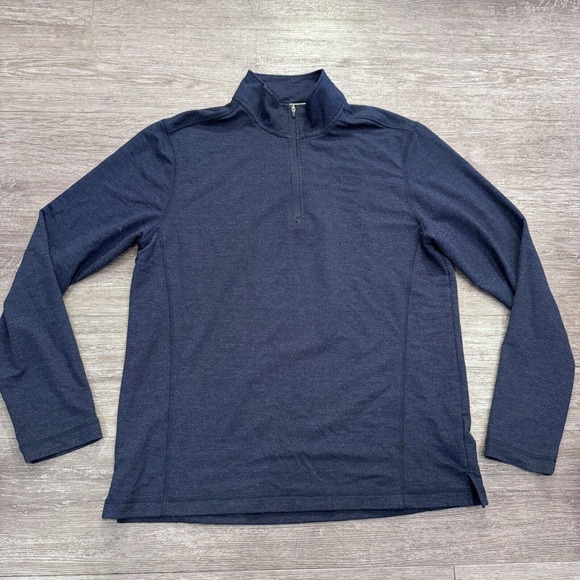Orvis Sweatshirt Mens Medium Blue Pull Over 1/4 Zip Polyester Stretch‎ Rayon - Picture 1 of 8
